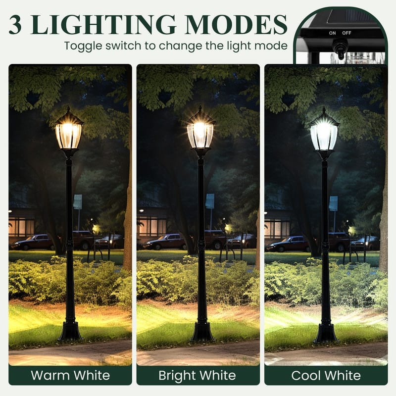68.9" Outdoor Solar Lamp Post Integrated LED Light - 68.9“