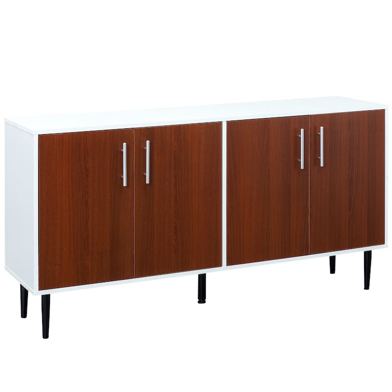HOMCOM Modern Sideboard Buffet Kitchen Storage Cabinet with Adjustable Shelves, Anti-Topple Design, and Large Countertop, Grey