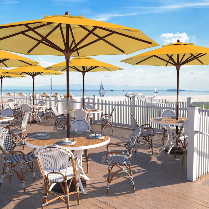 California Umbrella 9ft Marenti Wooden Sunbrella Patio Umbrella with Sunbrella Fabric, Base Not Included - Sunflower Yellow
