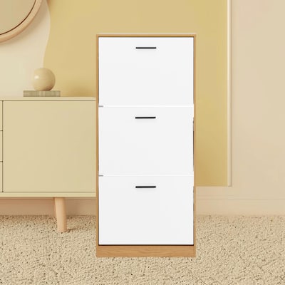 Freestanding Shoe Rack Storage Cabinet with 3 Flip Drawers and Adjustable Panels for Up to 18 Pairs, Entryway Organizer