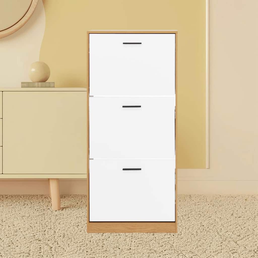Freestanding Shoe Rack Storage Cabinet with 3 Flip Drawers and Adjustable Panels for Up to 18 Pairs, Entryway Organizer
