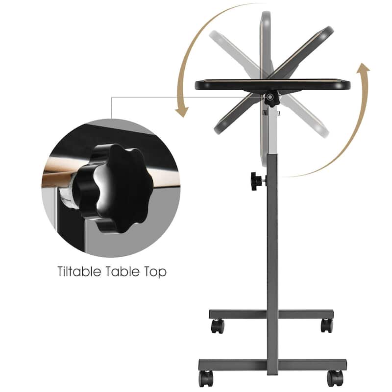 Gymax Set of 2 Overbed Rolling Table Over Bed Laptop Desk Tilting Top - See Details