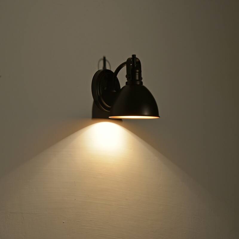 1-Light Industrial Wall Light Bath Sconce with Shad - 7.5"x7.5"x6"