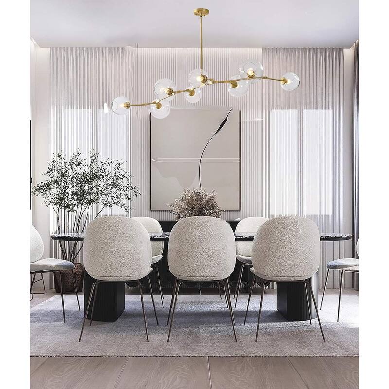 8-Light Gold Framed Chandelier Globe Shades