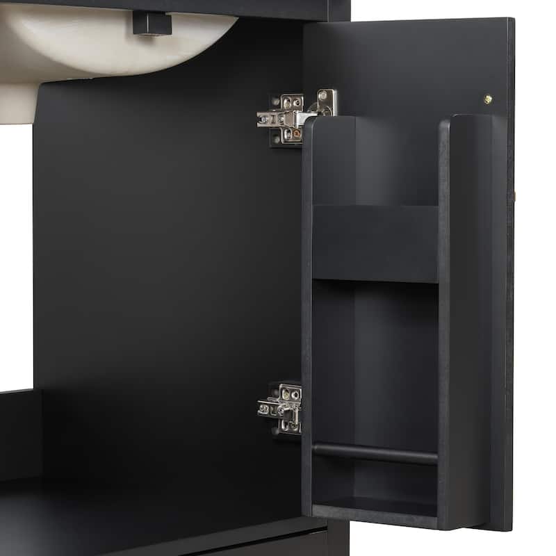 24"Bathroom Vanity With Sink,1 Divided Drawer And 2 Soft Close Doors With Double Shelf On The Door