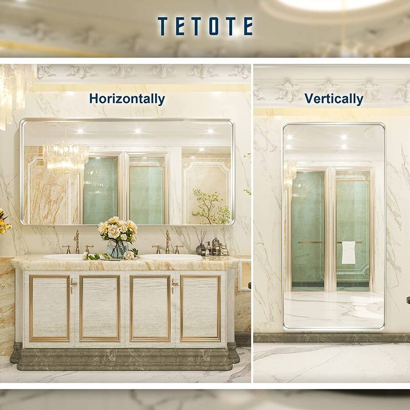 TETOTE Modern Metal Frame Wall Mounted Hanging Bathroom Vanity Mirror