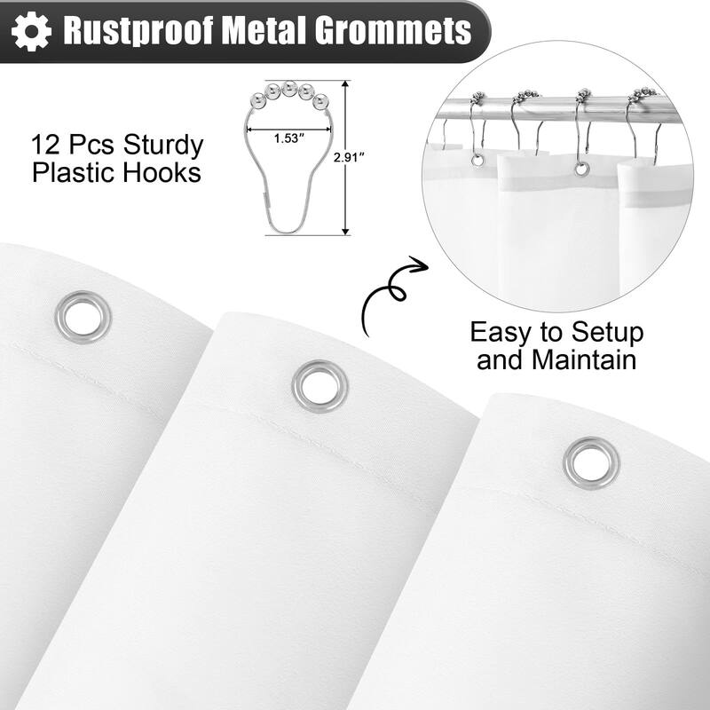 Luxury Shower Curtain, Black Grey Ombre, 72x72, Hooks Included