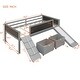 preview thumbnail 5 of 17, Twin size Loft Bed Wood Bed with Blackboard and Boxes, Grey