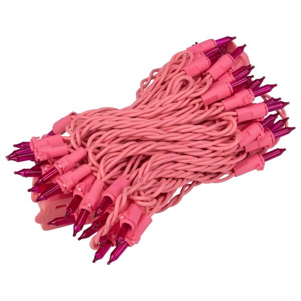 Shop 50 Count Pink Mini Christmas Light Set 14ft Pink Wire Overstock 24257846