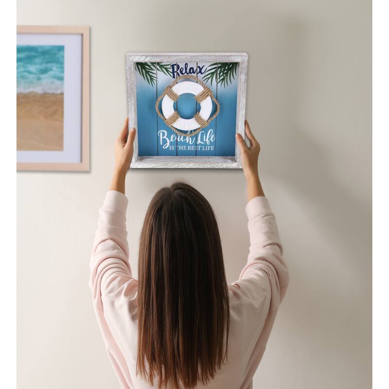 CoTa Global Aqua Sky Wall Life Ring Relax Hanging Sign with Hang Mount - 8.8″Lx8.8″Wx1.5″H