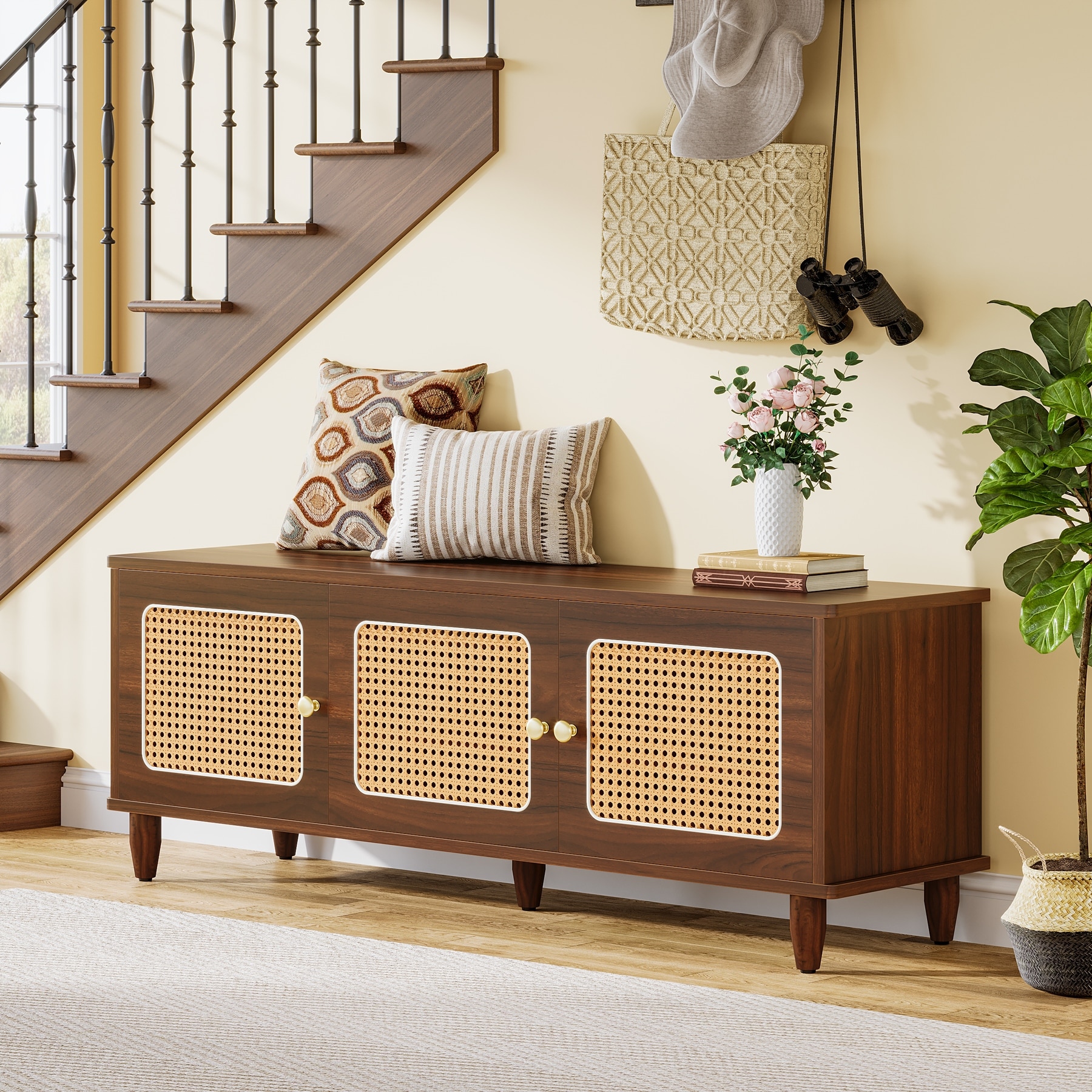 Farmhouse Shoe Storage Bench with Lift Top, Entryway Shoe Cabinet, Seating Shoe Rack Organizer for Bedroom, Living Room