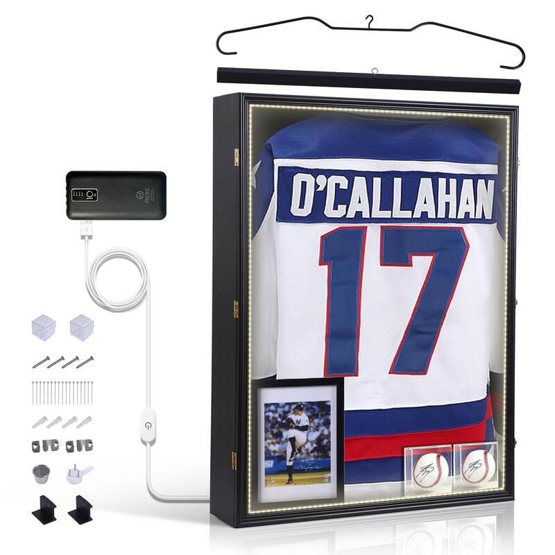 Jersey Frame Display Case, XL Jersey Display Case, with 2 Baseball Case and 1 Photo Frame