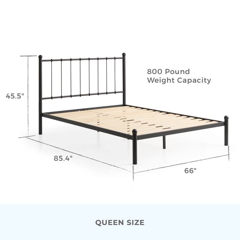 Brookside Phoebe Metal Platform Bed with Vertical Bar Metal Headboard and Round Accents