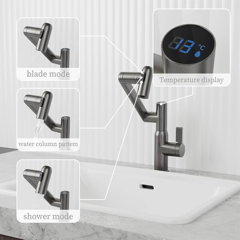 Topcraft Single Handle Bathroom Sink Faucet with 360° Swivel Faucet
