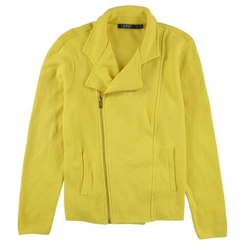 Ralph Lauren Womens Knit Motorcycle Jacket, Yellow, Small