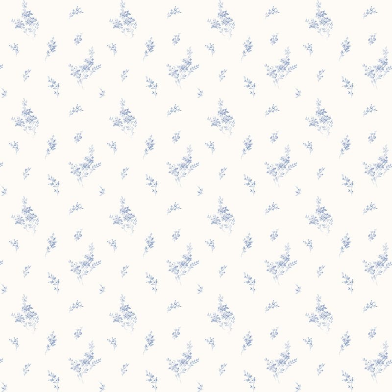 Galerie Wallcoverings Miniatures 3 Tiny Rose Cluster Design Vinyl on Non-woven Matte Wallpaper Roll - 33 feet x 21 inches - Blue
