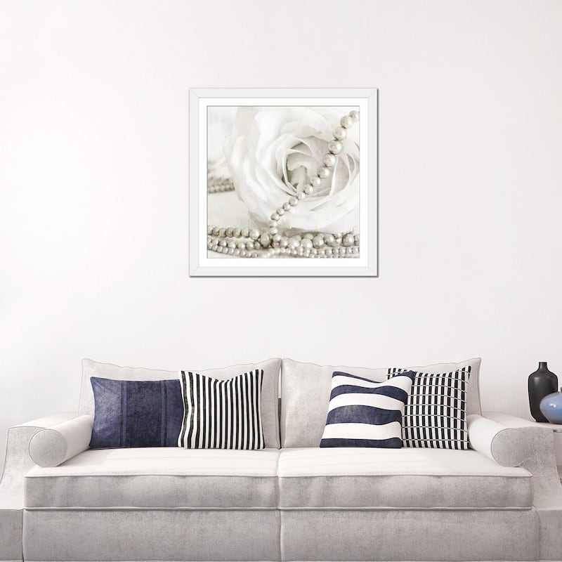 iCanvas "White Rose With Pearls" by Tom Quartermaine