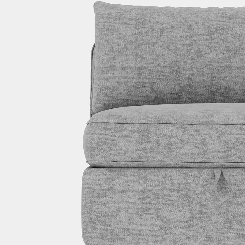 129" Chenille Sectional Sofa with Storage and Two Ottomans