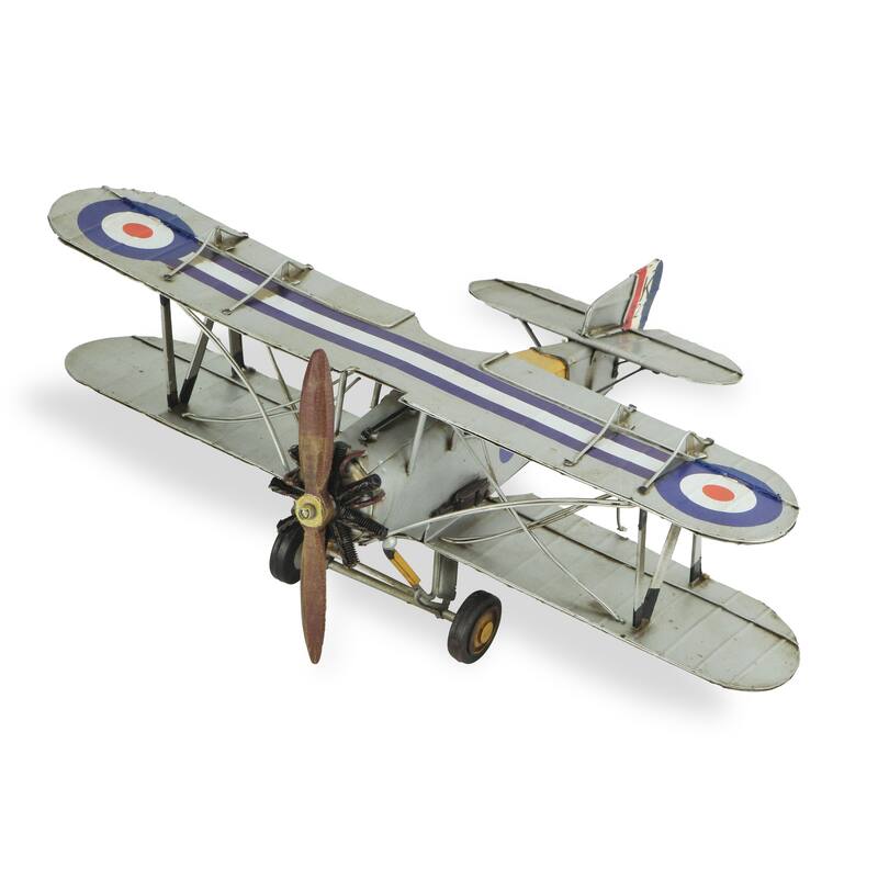 Multicolor Metal British Bi-Plane Model