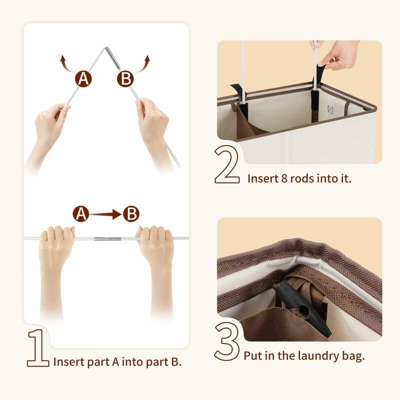 Laundry hamper 3 section - 32.7"L x 12.2"W x 27.6"H