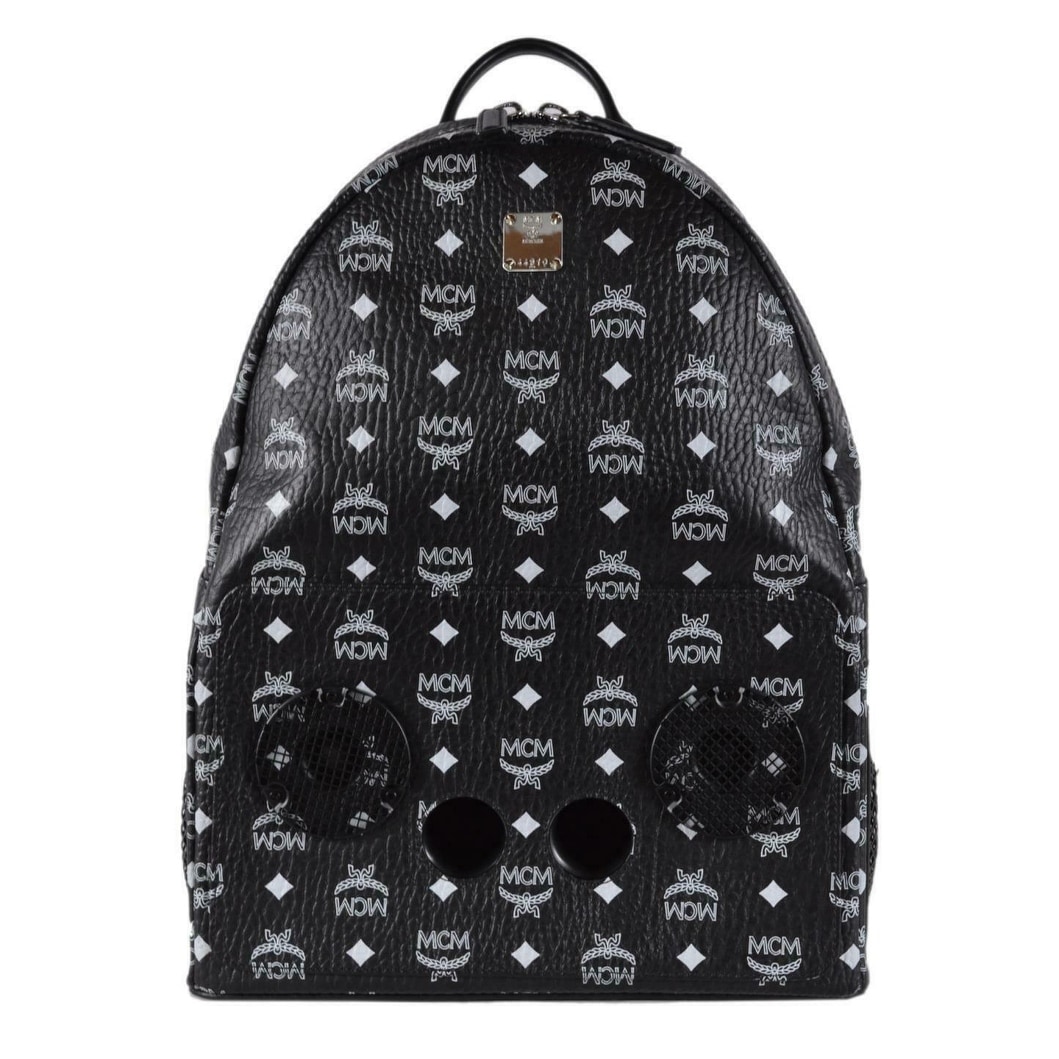mcm backpack black and white