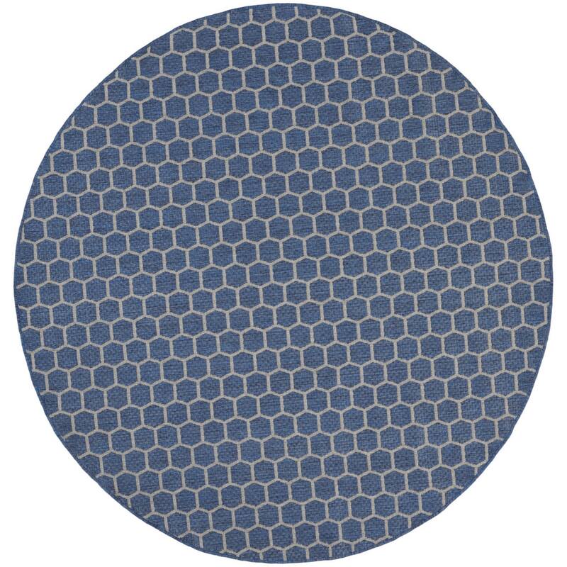 HomeRoots Geometric Modern Rectangle Outdoor Rug - 8' Round