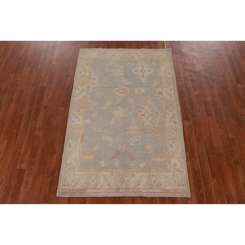 Hand Knotted Oriental 100% Wool Carpet Transitional All-Over Greys & Charcoal Oushak Area Rug - 6' 1'' X 3' 10''