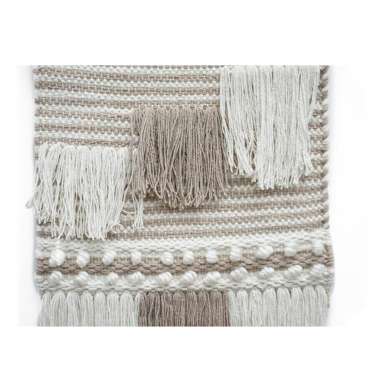 Home&Manor Wool and Cotton Macrame Wall Hanging with Rod Included - Exact Size