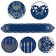preview thumbnail 3 of 1, STP Goods Blue Hanukkah Gold Menorah Embroidered Table Runner - 13x70"