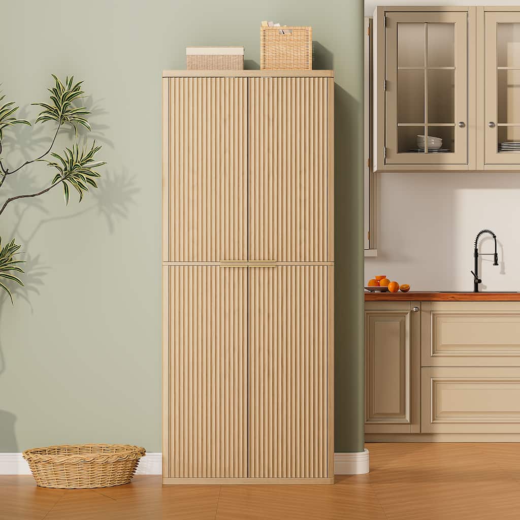 Modern 72" Kitchen Pantry Cabinet, Large Storage Cabinet with Doors & Adjustable Shelves, Multi-Functional Cupboard