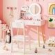 preview thumbnail 5 of 8, Gymax Kids Vanity Set w/ Lighted Mirror Princess Makeup Dressing Desk