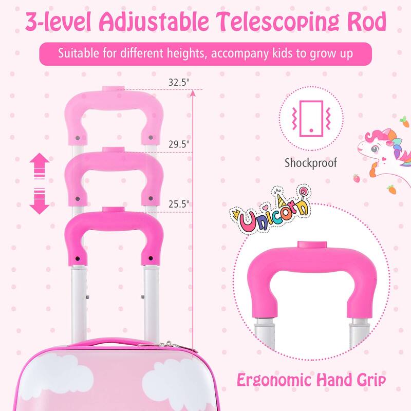 Costway 2PC Kids Carry On Luggage Set 12" Backpack and 16" Rolling - See Details