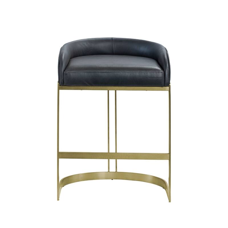 Hollyfield Genuine Leather Black/Brown Bar and Counter Stool