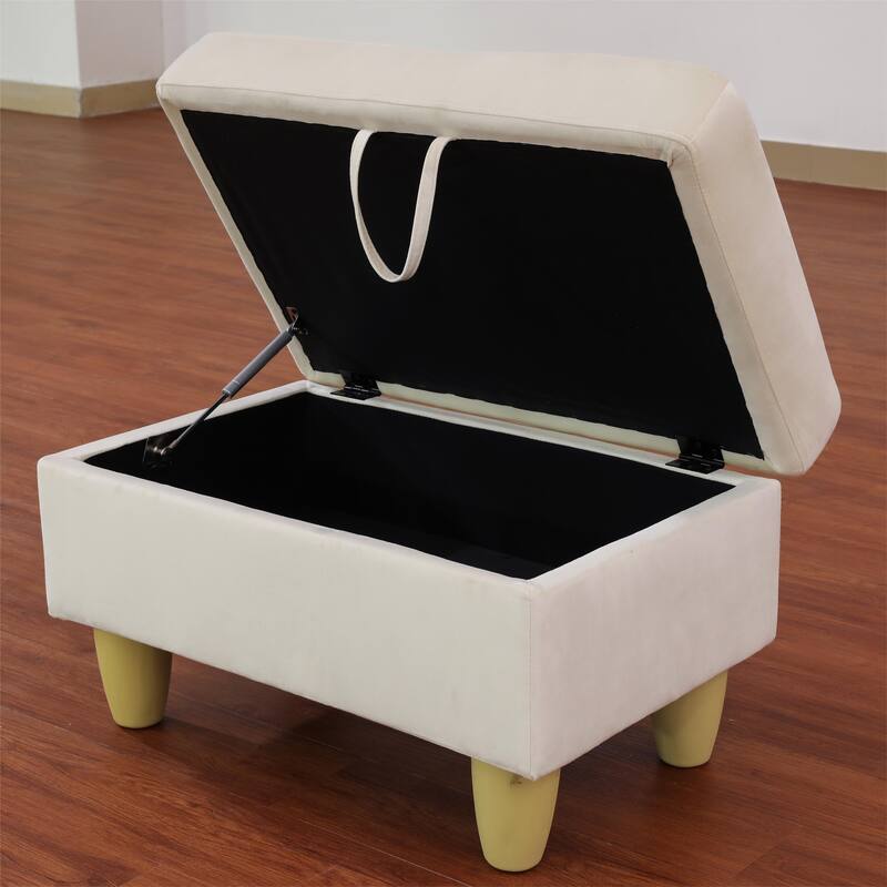 KISRAIS 28.5" Wide Upholstered Storage Ottoman