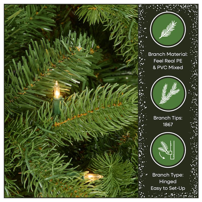 National Tree Company 7.5 ft. Downswept Douglas Tree with Clear Lights - 7.5 Foot