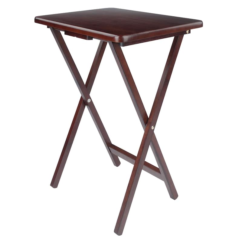 Set of 4 Rich Antique Walnut Folding Single Snack Tables 25.75"