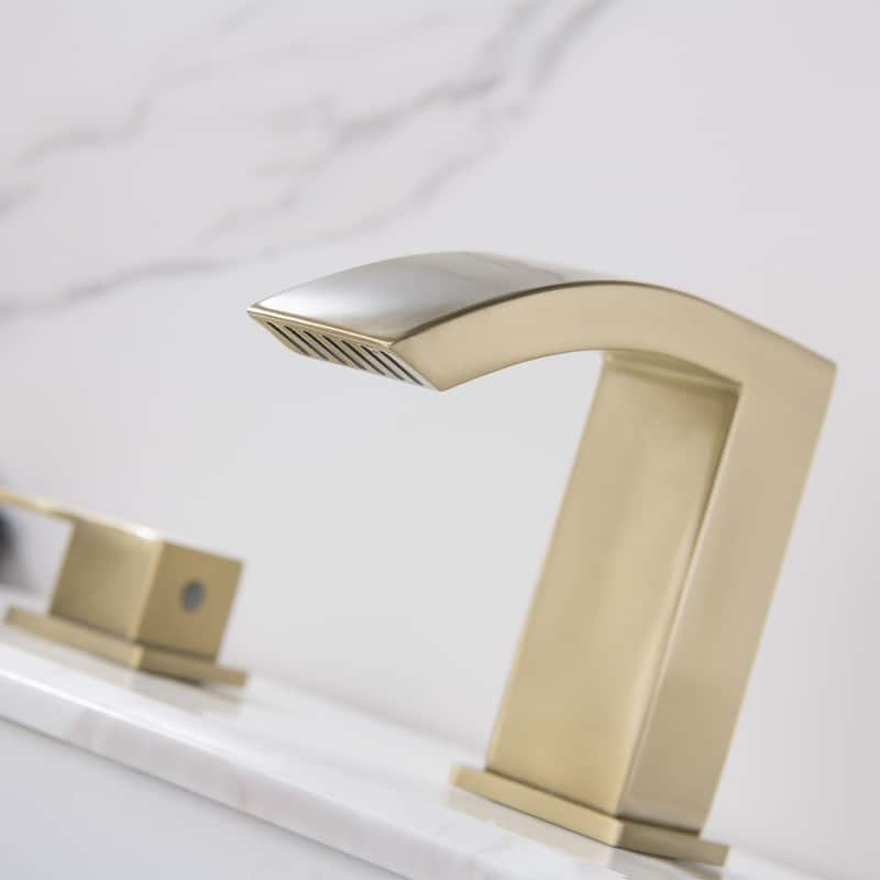 Waterfall Bathroom Faucet for Sink 3 Hole Widespread with 2-Handle in Gold / Black
