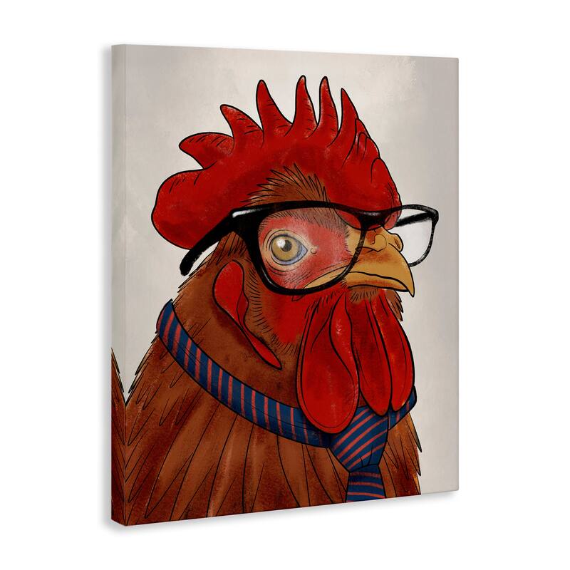 Stupell Trendy Rooster with Tie Canvas Wall Art Design By Marcus Prime