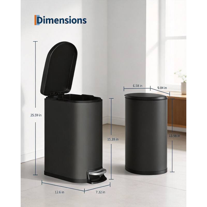 2.6 Gallon/10 Liter Slim Trash Can, with Removable Inner Bucket