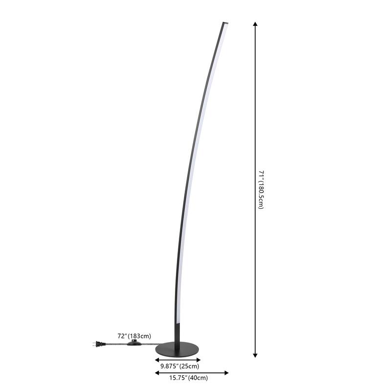 Anton 71" Modern Contemporary Aluminum/Iron Arc Integrated LED Floor Lamp, Black by JONATHAN Y