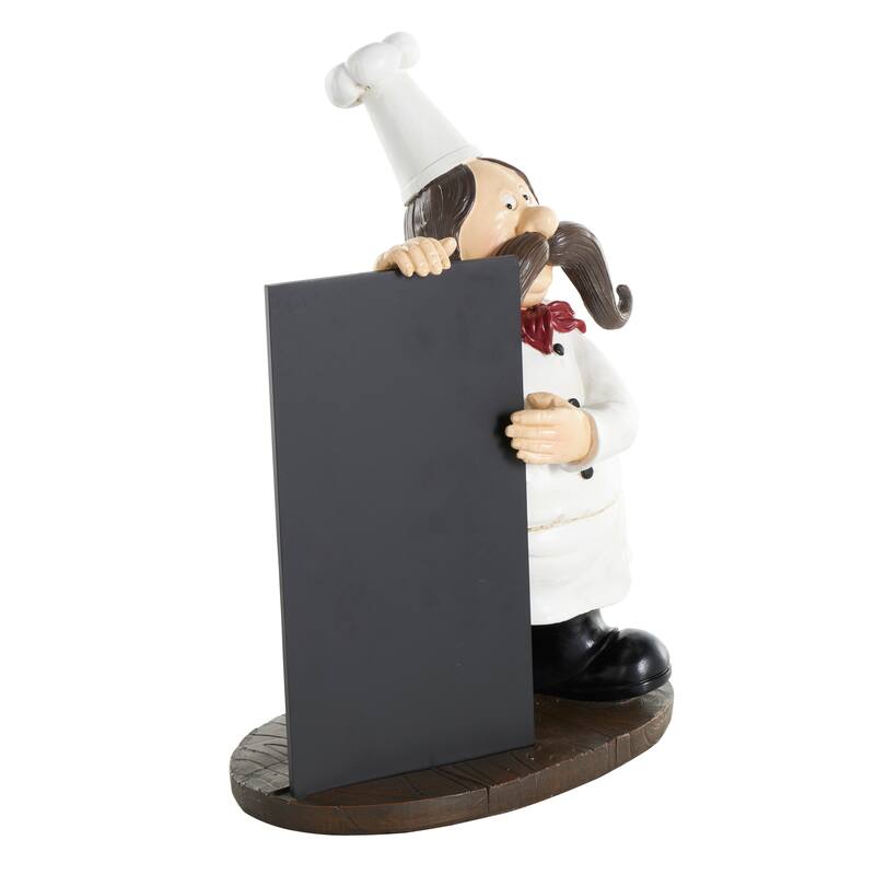 Black Polystone Chef Decorative Sculpture with Chalkboard