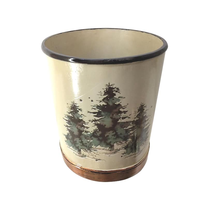 Paseo Road by HiEnd Accents Joshua Snow Wastebasket, 1PC - Tan/Green