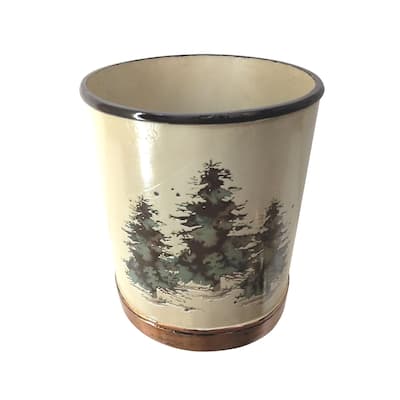 Paseo Road by HiEnd Accents Joshua Snow Wastebasket, 1PC - Tan/Green