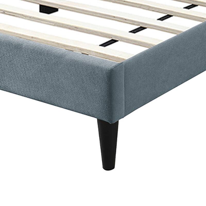 Brushed Linen Fabric Adjustable Headboard Full Bed with Channel Tufting Design