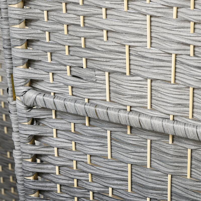 4 Panel Room Divider,6' Tall Folding Privacy Screen,Hand-Woven