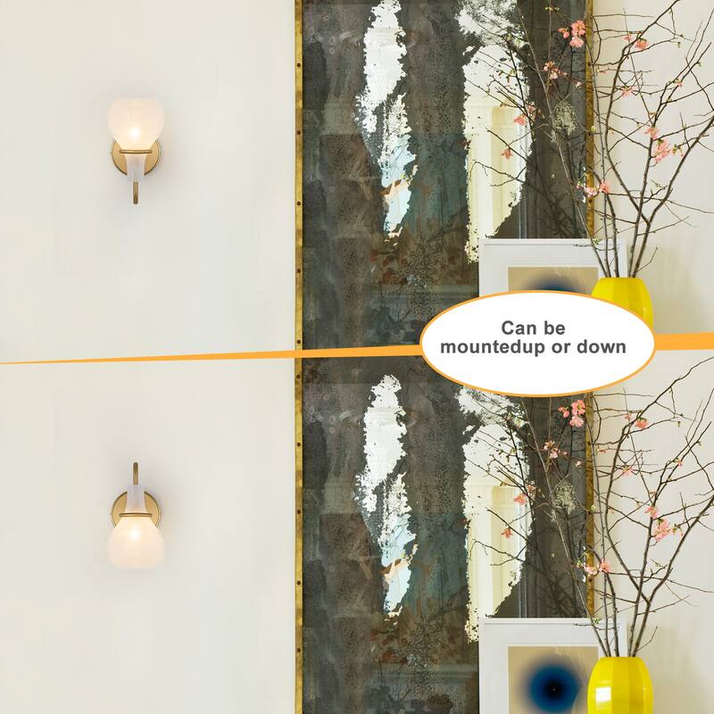 Modern Gold Vanity Light with Clouded Glass Bulb-Vase Shades Bathroom