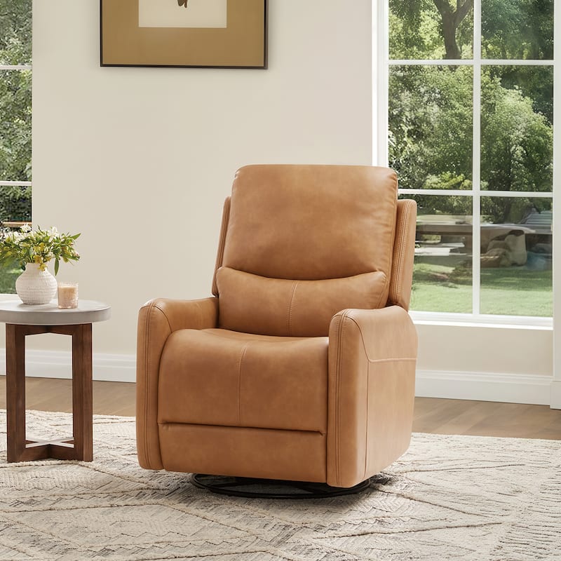 30" Power Recliner 360-degree Swivel Arm Chair Faux Leather