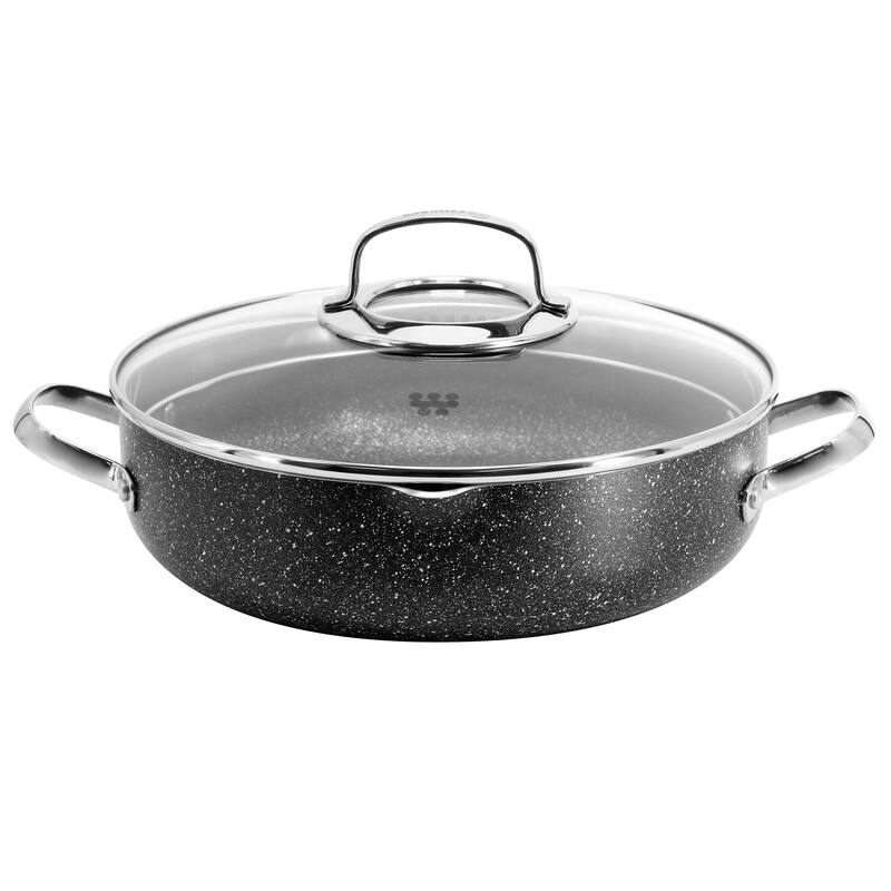 Non Stick 10 Inch 3.5 Liter Low Casserole with Lid in Black