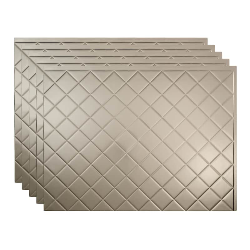 FASÄDE Quilted Decorative Vinyl Backsplash Panel - 5 Pack - Brushed Nickel