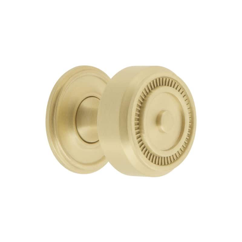 Grandeur SOLE-BRASS-KNOB-GEO Soleil 1-3/8" Solid Metal Ridged Mushroom - Satin Brass